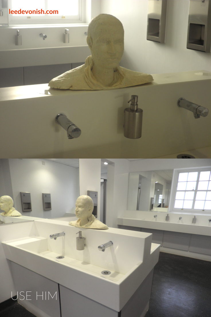 Use Him was a soap sculpture installed in a women's toilet at Goldsmiths in 2013.