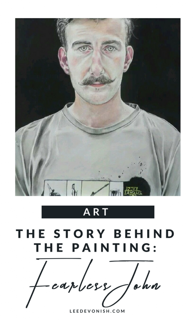 The story behind this painting: Fearless John | watercolour handlebar moustache painting | portrait of a man