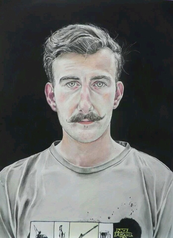 Fearless John, watercolour painting by Lee Devonish, 2011 | handlebar moustache painting