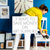 Woman painting in blue studio | 7 ways to save money on art supplies | Lee Devonish