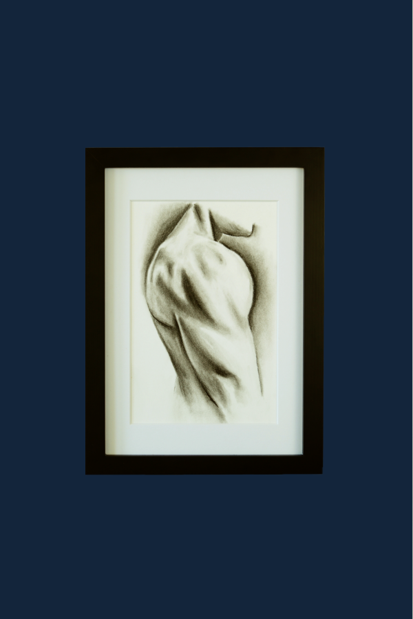 Charcoal drawing of a man's deltoid