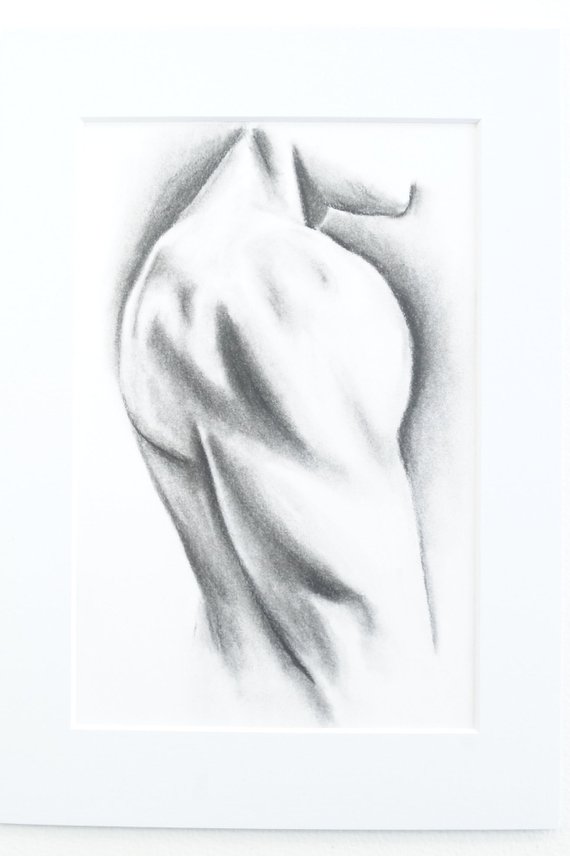 Deltoid - charcoal drawing, A4. Bodybuilder art | bodybuilder drawing