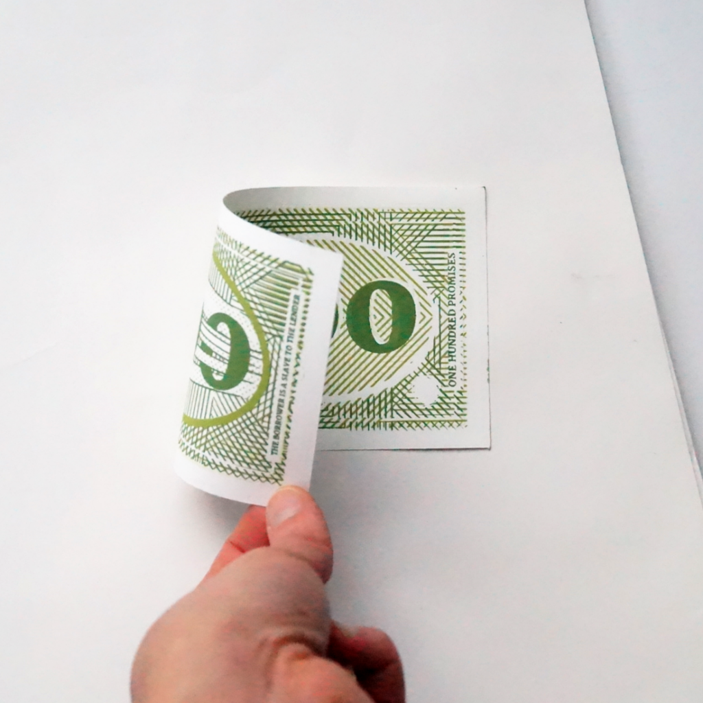 100 Note work in progress | art about money
