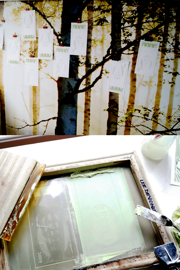 Screen printing and drying prints with bulldog clips