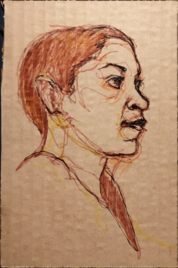 portrait of the week #8 - marker on cardboard 